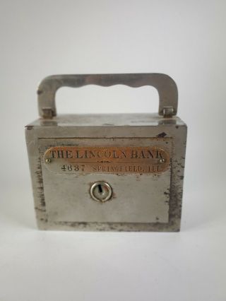 Rare Vtg 1895 Antique W.  F.  Burns Co.  Lincoln Bank Springfield Il Coin Bill Safe
