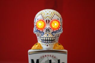 Modelo Light Up Eyes Skull Beer Tap Handle,  Day Of The Dead,  Rare