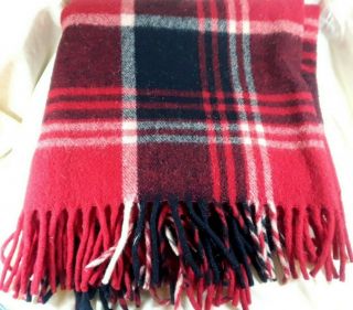 Vintage Plaid Troy Wool Sofa Blanket Throw Stadium Lap Blanket Usa Made