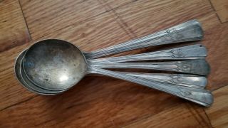 6 Antique Vintage Collectible Spoons 7 ",  Wm Rogers Mfg Co Silver Plate - Aa