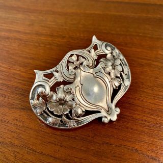 Large Rare Gorham Co.  Art Nouveau Sterling Silver Floral Brooch / Pin Pat.  1902