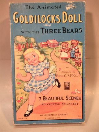 Rare " Animated " Goldilocks Paper Doll With The 3 Bears By Milton Bradley - -