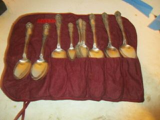 Antique W.  M.  Rogers & Son Aa Spoons 6 Large &4 T Spoon W  S  U.  S.  Pat.  1910 As - Is