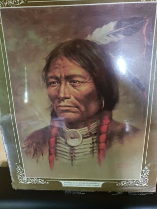 Vintage Bill Hampton Print Native American Lone Hawk Authentic (bin 5)