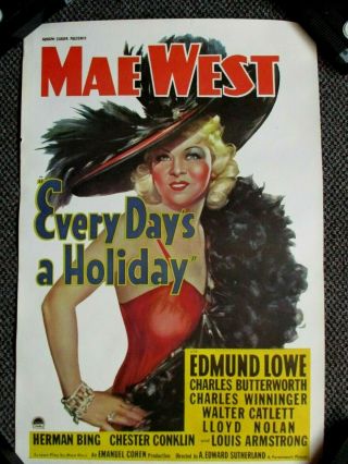 Vtg 1976 Mae West Poster " Every Days A Holiday "