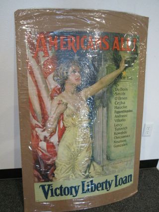World War One Us Army Americans All Victory Liberty Loan Poster Rare