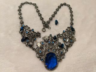 Vintage Antique Jewelry Necklace.  Blue Stones.  Repair Or Ctafts