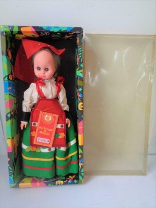 13 " Vintage Italian Lenci Doll With Tag 1960s Vinyl Plastic
