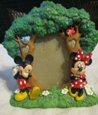 Rare Walt Disney Mickey Mouse & Minnie Tree 3 - D Picture Frame 3 " X 5 " Photo