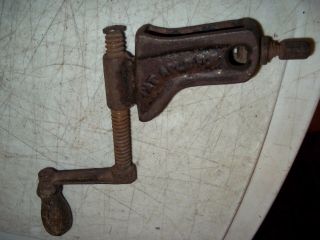 Vintage Antique Cast Iron Vise Clamp Crank Hand Tool Pat Pend 81a 7/8 " X 11/2 "