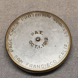 Antique 1912 Page Check Protector San Francisco Cal 2