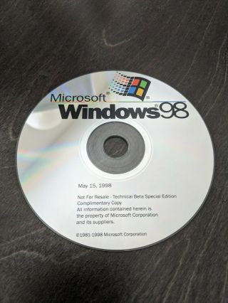Ultra Rare: Microsoft Windows 98 Codename Memphis Rtm Tech.  Beta Special Ed.