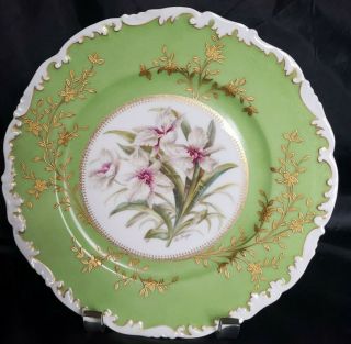 Antique T&v Limoges France Hand Painted Orhids Plate Signed By Artist Rare 9
