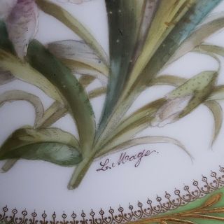 ANTIQUE T&V LIMOGES FRANCE HAND PAINTED ORHIDS PLATE SIGNED BY ARTIST RARE 9 3