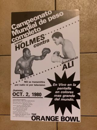 1980 Larry Holmes Vs Muhammad Ali Vintage Boxing Poster Rare In Spanish