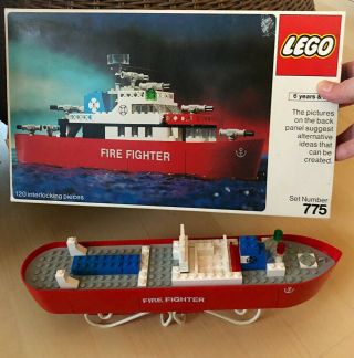 Rare Vintage 1977 Lego 775 Box Set Fire Fighter Boat