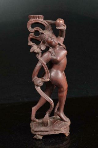 K72: Chinese Wooden Woman Statue Sculpture Ornament Figurines Okimono