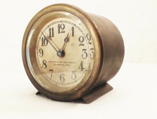 Vtg Antique Brass Minneapolis Heat Regulator Co Wind Up Mechanical Clock