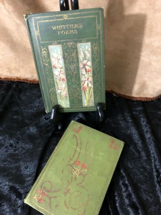 Antique Poems Vol 1 & 2 John G.  Whittier - Henry Altemus Co Publisher Ex - Lib