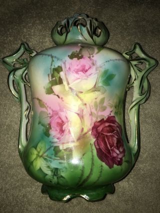 Antique Royal Bayreuth Vase - Roses Bavaria 7”
