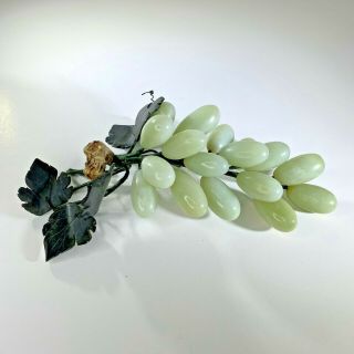Vintage Stone Green Grapes And Leaves 8 Inches