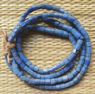 71cm Perles Verre Ancien Antique Venetian Blue Russian African Glass Trade Beads