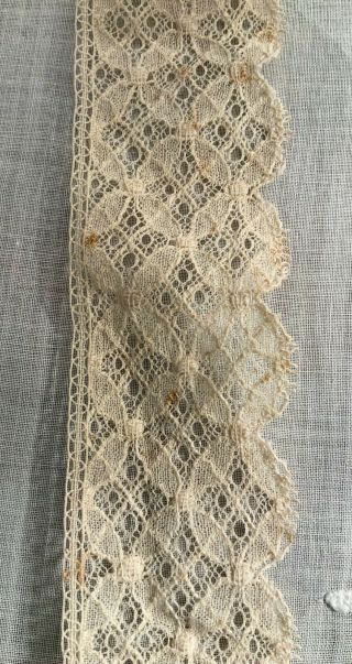 Antique 100 Cotton,  Very Fine,  Bobbin Lace Trim For Sewing