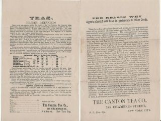Canton Tea Co York City 1870s Antique Tea Prices Oolong Japan Gunpowder