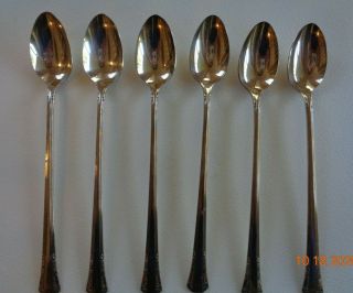 1881 Rogers Oneida Del Mar X 6 Long Ice Tea Spoons 7 1/2 Inch Vintage 1939