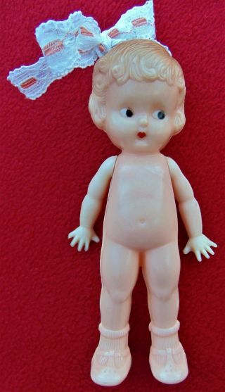 Vintage Plastic Doll - Marked Knickerbocker Plastic Co.  6 Inch Pristine