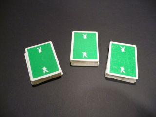 3 Decks Vintage Playboy Playing Cards Green Deck Us Playing Card Co Rare No Box
