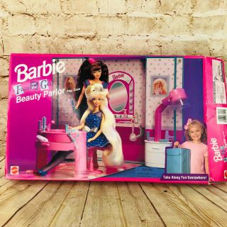 Vintage Barbie Fun On The Go Beauty Parlor Play Case Kids Toy Hair Salon