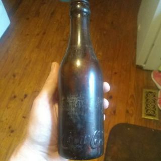 Coca Cola Amber Straight Sided Bottle Johnson City Tenn Tn Coke Rare Rev.  Chip