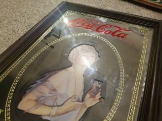 1973 vintage rare Coca Cola Bar Mirror Sign Advertising soda wood frame display 2