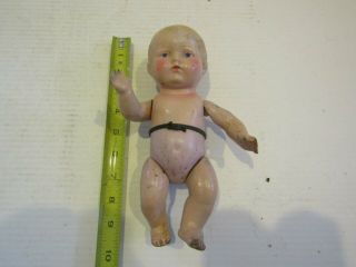 Vintage Doll 9 Inch Round Composition Painted Face Rosy Cheeks Parts Restore