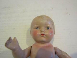 VINTAGE DOLL 9 INCH ROUND COMPOSITION PAINTED FACE ROSY CHEEKS PARTS RESTORE 2