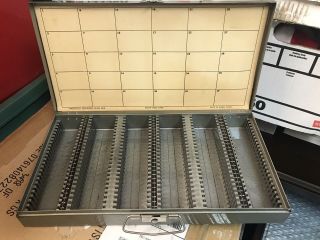 Vintage Tower Metal Slide Storage Box Case Tray - Rare