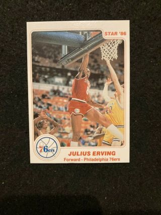 1986 Star 3 Julius Erving Philadelphia 76ers Nba Basketball Card Hof Rare