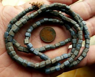 70cm Perles Verre Ancien Antique Venetian Blue Russian African Glass Trade Beads