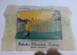 Rare Hole In One Wax Candy Bar Wrapper Schuler Chocolate Factory Winona,  Mn