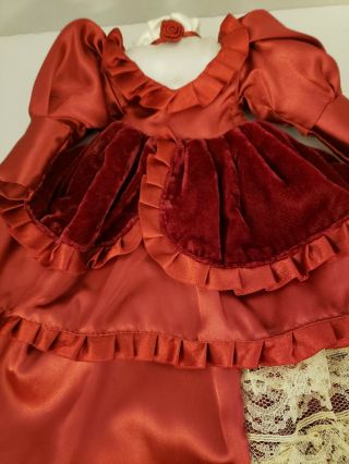 Doll Dress For Antique Vtg 17 " German French Bisque Red Satin Velvet Fashion H