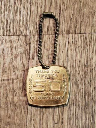 Vintage Chevrolet Thank You America For 50 Years Confidence Key Chain Fob
