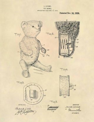 Teddy Bear Us Patent Art Print - Vintage Antique Steiff Teddy Bear - 698