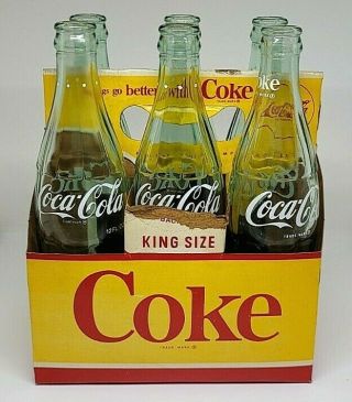 1970 Coca Cola Coke King Size Yellow Carrier Bottles Very Rare Style 12 Oz Look