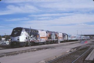 Amtrak 157 P42,  1 Disney Train - Very Rare @ Albuquerque,  Nm 2009 35mm Slide