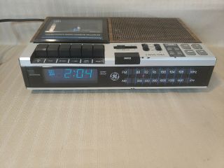 Ge 7 - 4956b Am - Fm Cassette Tape Player Alarm Clock Radio Vtg Wood Grain Recorder