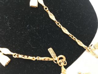 RARE Vintage Signed MONET Gold Tone 54” Station Necklace - Mini Tassels - 3