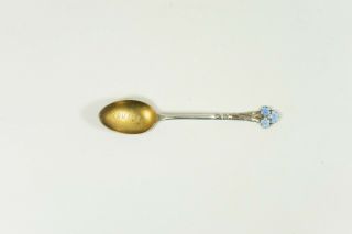 Sterling Souvenir Spoon With Enamel Flowers Louise Engraved - 3301
