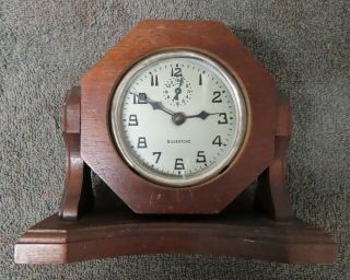 Extremely Rare Lux Brand Silvertone Model Walnut Wood Mantle Alarm Clock