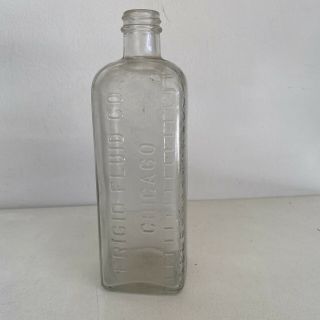Antique Frigid Fluid Co Chicago Embossed Clear Glass Embalming Bottle 16 Ounces